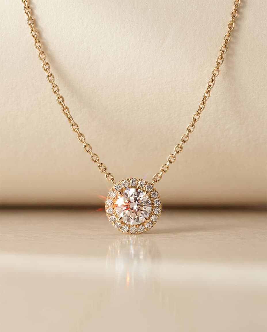 Solitaire Halo Pendant